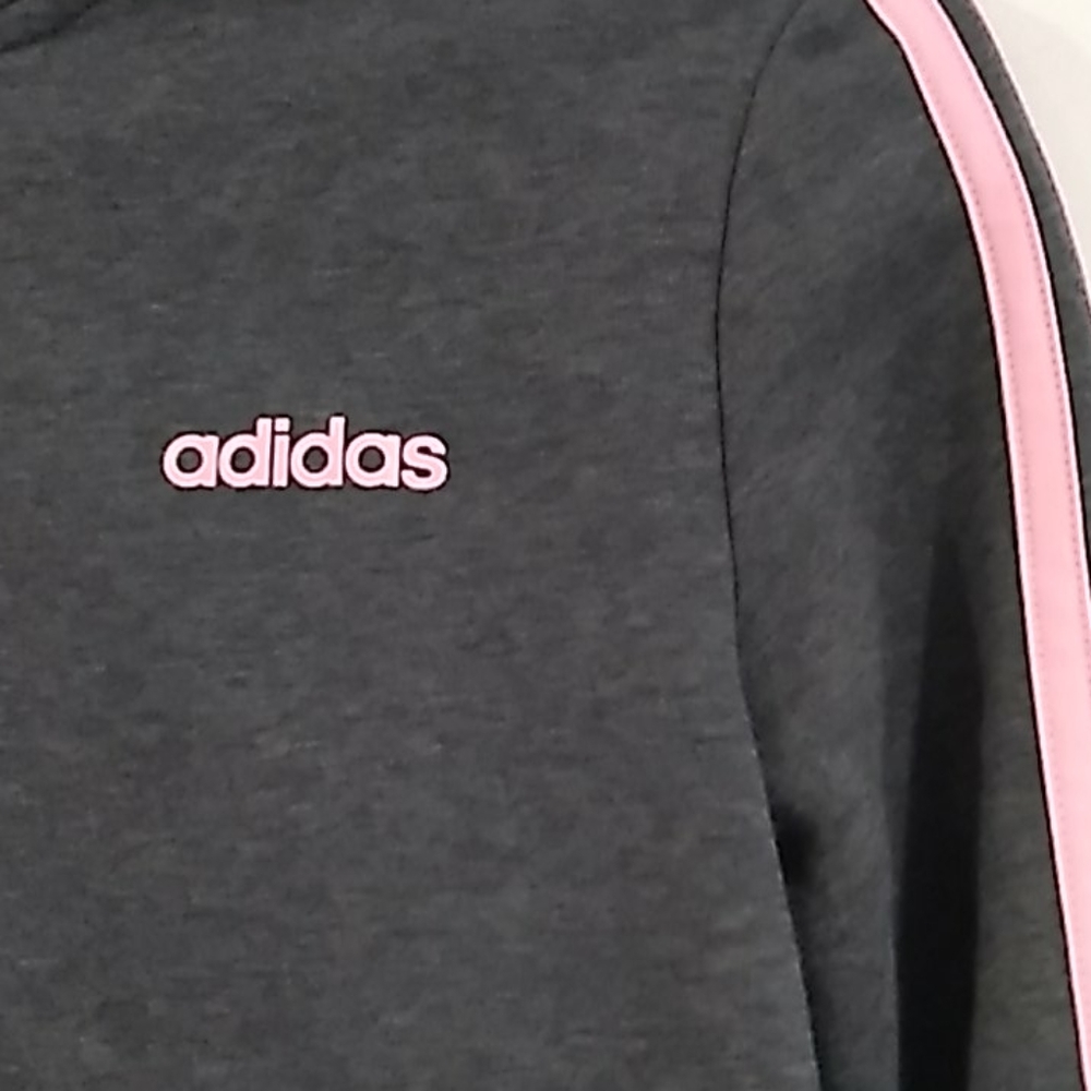 Adidas• charcoal and pink zip up hooded sweatshirt - Picture 3 of 7